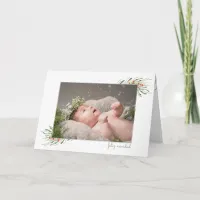 Elegant Foliage Berries Feliz Navidad Frame Photo Card