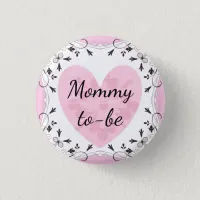 Pink and Black "Mom to be" Baby Shower Button