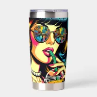 Pop Art Comic Book Pretty Woman Drinking Boba Insulated Tumbler