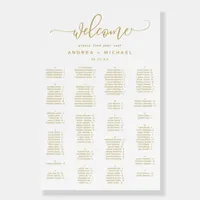 Wedding Seating Chart Gold Swirly Script 24x36 Foam Board