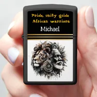 A fierce warrior embodies the spirit of a lion zippo lighter