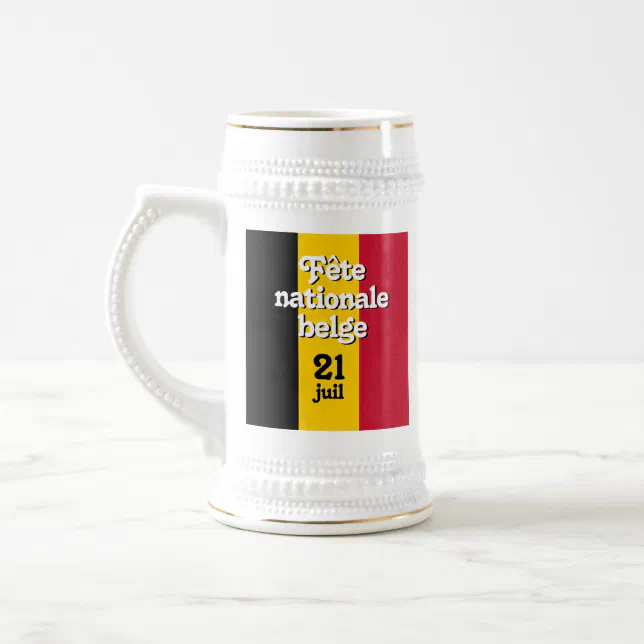 French Fête nationale belge Belgian Flag Beer Stein