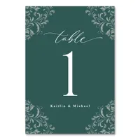 Elegant Emerald Green Vintage Small Wedding Table Number