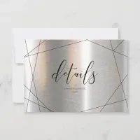 Metallic Geometric Wedding Details Silver ID648 RSVP Card