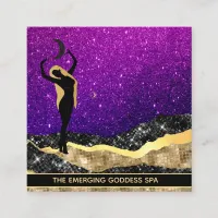 *~* Woman Goddess Ombre Moon MAGENTA Glitter  Square Business Card