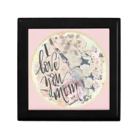 I Love You Mom Watercolor Add Any Name Pink Gift Box