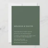 Green Simple Elegant Modern Wedding   Invitation