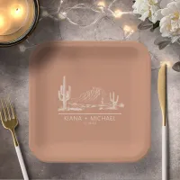 Desert Vibes Wedding Landscape Terra Cotta ID1019 Paper Plates