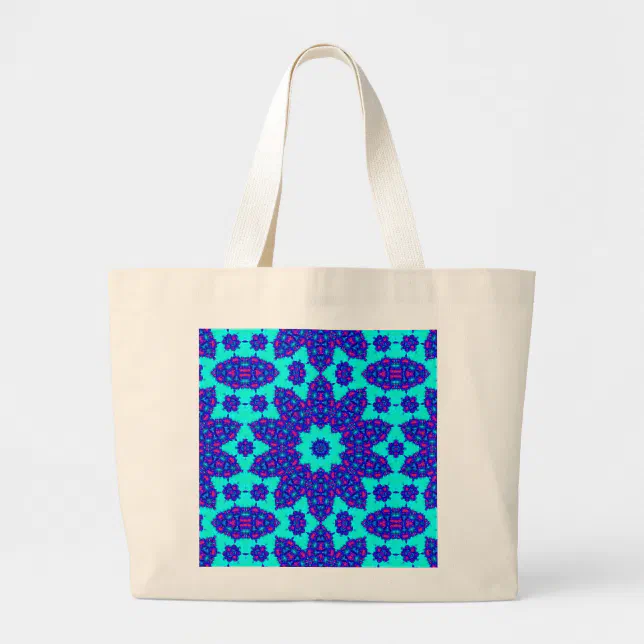 Blue kaleidoscope flourished Large Tote Bag