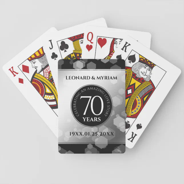 Elegant 70th Platinum Wedding Anniversary Poker Cards