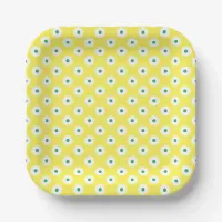 Minimalistic Bright Green and White Dots on Yellow Paper Plates