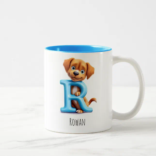 Letter R Dog Alphabet Monogram Coffee Mug