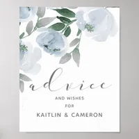 Dusty Blue & Gray Watercolor Bridal Advice Sign