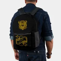 Gold Bison Buffalo Artwork With Intricate Design Printed Backpack