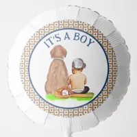 Baby Boy and Dog Baseball Themed Baby Shower Balloon