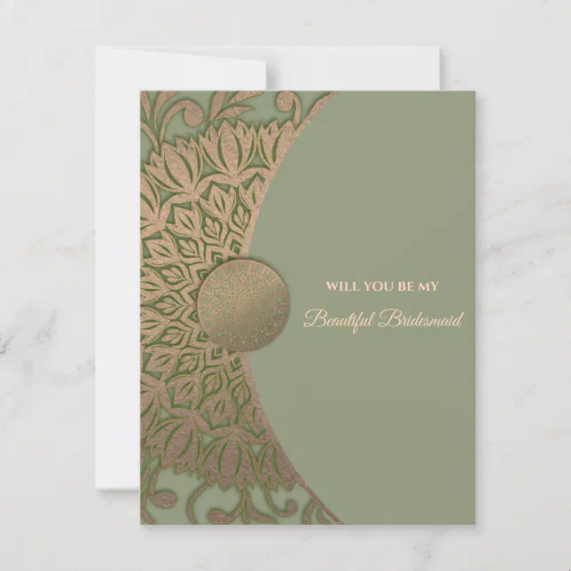 Elegant Modern Sage green gold bridesmaid proposal Invitation