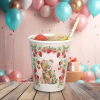 Berry First Strawberry and Bear Birthday Paper Cups