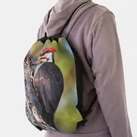 Beautiful Pileated Woodpecker on the Tree Drawstring Bag