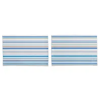 Blue white and gold Beach coastal stripes Pillow Case