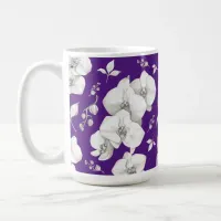 Watercolor White Orchid on Purple |