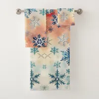 Vintage Snowflakes Pattern - Bath Towel Set