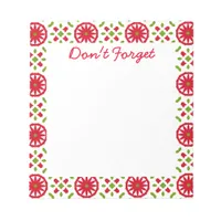 Red White Green Vintage Geometric Don't Forget Notepad