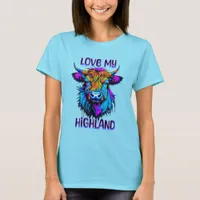 Love my Highland Cows Cyberpunk Style Art T-Shirt