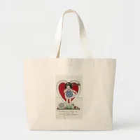 A Vintage Valentine Girl Birdie Told Me Large Tote Bag