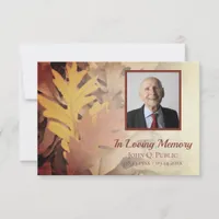 Painted Fall Leaves Funeral Memorial Sympathy Thank You Card