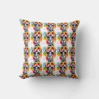 Cute colourful Giraffa with sunglasses splash Throw Pillow