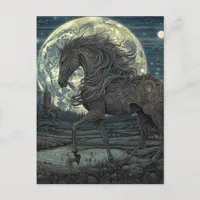 A Black Stallion On the Night of A Full Moon Postcard