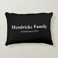 Black Family Name "Established" with Back Pattern Accent Pillow