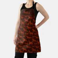 Horse and Pony Brown Horseback Riding Pattern Apron