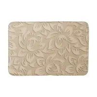 Chic Vintage Tropical Taupe | Abstract Floral Bath Mat