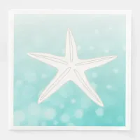 Teal Starfish Beach Themed Wedding Napkins