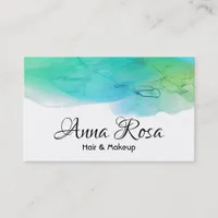 *~* Simple Modern Watercolor Abstract Blue Aqua Business Card