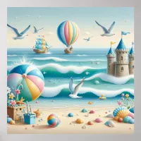 Pastel Beach Nursery Poster