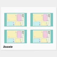 Colorful Pastel Kawaii Cute Daily Planner Rectangular Sticker