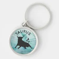 Astrology zodiac sign Taurus symbol gray marble Keychain