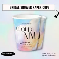She's on cloud 9 Colorful Pastel Bridal Shower  Paper Cups