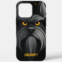 Black Grumpy Schnauzer Portrait iPhone 16 Pro Max Case