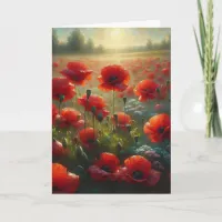 Pretty Red Poppy Field | Thinking About You Card