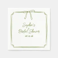 Elegant Green Simple Classic Bow Bridal Shower Napkins