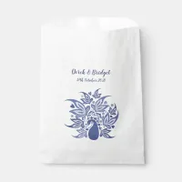 Stylish Blue Peacock Art Print Favor Bag