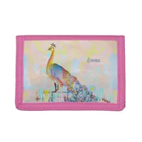 Majestic peacock on a fence - abstract  trifold wallet