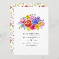 Watercolor Floral Fiesta Wedding Photo Save The Date