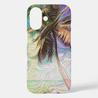 Abstract Rainbow Palm Tree on Isla Saona Caribbean iPhone 16 Case