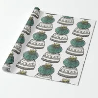 Potted Succulent Cactus Houseplant Wrapping Paper