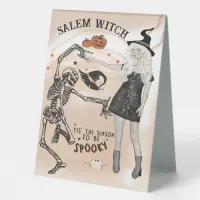 Halloween Witch dancing with Sceleton  Table Tent Sign