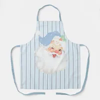  Powder Blue Vintage Winking Santa Christmas Apron